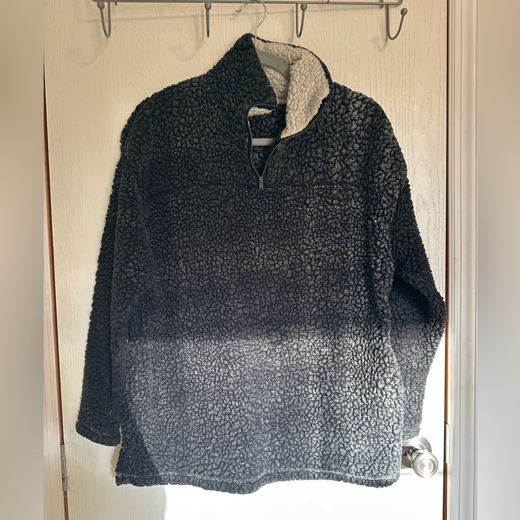 Altar'd State Gray And Cream Sherpa Pullover
